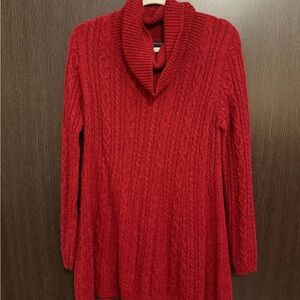 Red Cable Knit Women's Sweater